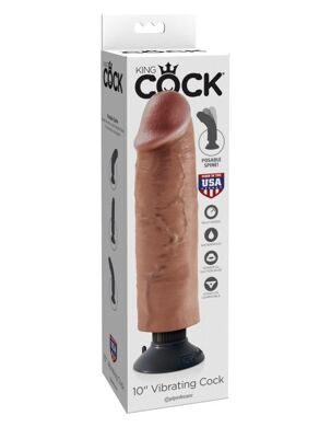 5405-22 PD / Вибромассажер-реалистик 3 в 1 на присоске загорелый King Cock 10 Vibrating Cock Tan