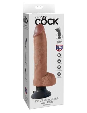 5410-22 PD / Вибромассажер-реалистик 3 в 1 на присоске загорелый King Cock 10 Vibrating Cock