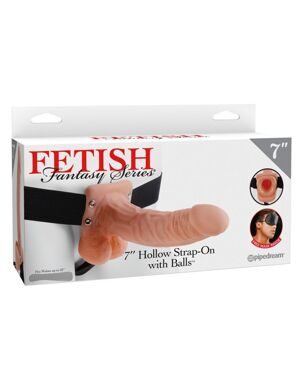 3373-21 PD / Полый страпон на ремне телесный Fetish Fantasy Series 7 Hollow Strap-On with Balls