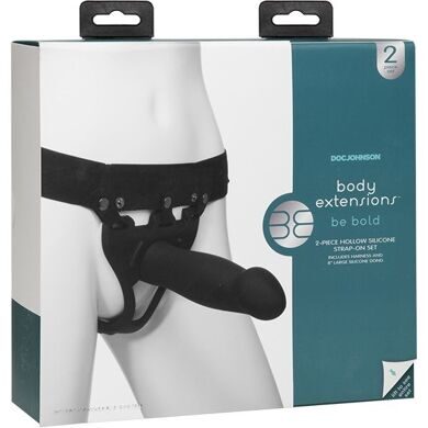 800-08 BX DJ / Универсальный полый страпон с удобным креплением Body Extensions™ - BE Bold - Black