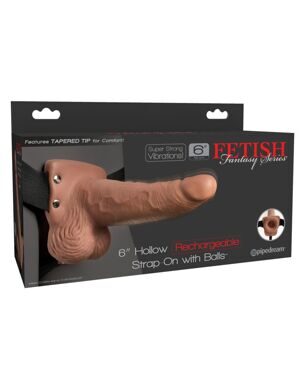 3395-22 PD / Перезаряжаемый вибрострапон Fetish Fantasy 6 Hollow Rechargeable Strap-On Tan