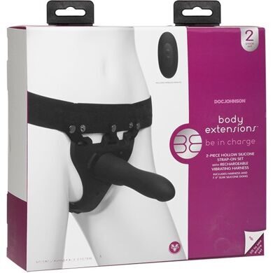 801-07 BX DJ / Универсальный полый вибрострапон с пультом ДУ Body Extensions™ - BE In Charge - Black