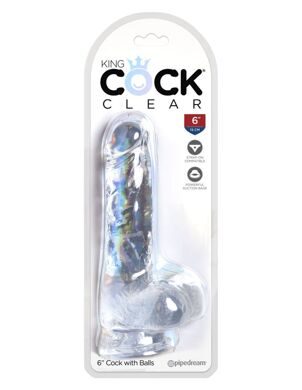 5752-20 PD / Прозрачный фаллоимитатор с мошонкой на присоске King Cock Clear 6 Cock with Balls