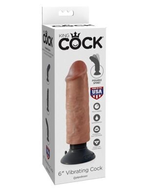 5401-22 PD / Вибромассажер-реалистик без мошонки на присоске загорелый King Cock 6 Vibrating Cock