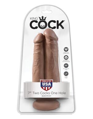 5550-22 PD / Фаллоимитатор сдвоенный на присоске загорелый King Cock 7 Two Cocks One Hole Tan
