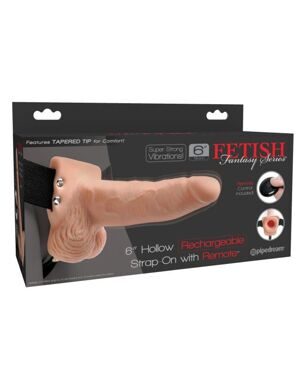 3395-21 PD / Перезаряжаемый вибрострапон Fetish Fantasy 6 Hollow Rechargeable Strap-On Remote Flesh