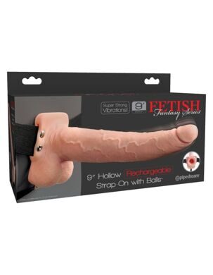 3392-21 PD / Перезаряжаемый вибрострапон Fetish Fantasy 9 Hollow Rechargeable Strap-on with Balls